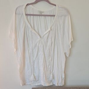 Lucky Brand White V-Neck Blouse